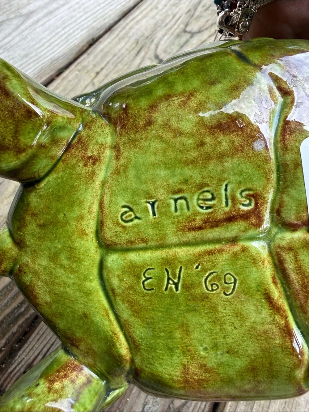 Green Ceramic Turtle Figurine – Decorative Reptile Accent trinket box Arnels